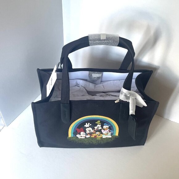 Disney X Coach Tote 30 Mickey Mouse Friends Black CS533 Medium Canvas Leather - Picture 7 of 14